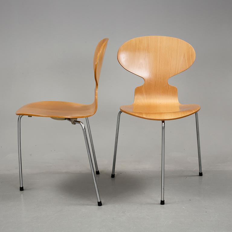 STOLAR, 6 stycken, "Myran", Arne Jacobsen, Fritz Hansen, 1900-talets fjärde kvartal.