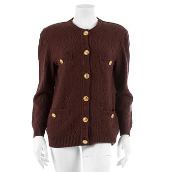 CÉLINE, a brown wool cardigan. French size 42.