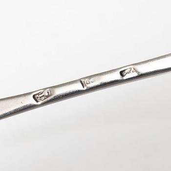 Two silver rat-tail spoons, one with mark of Edward Bennett I, London, circa 1730.