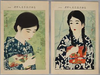 Ito Shinsui, 'Beauty and Fireflies' and 'Beauty with a Flower'.