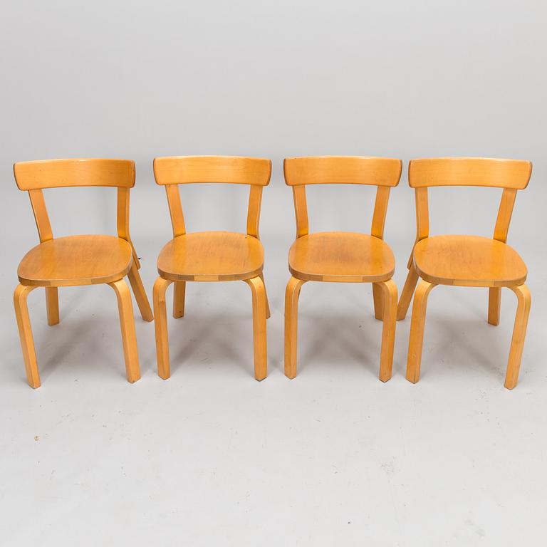 ALVAR AALTO, a set of four late 20th century '69' chairs for Artek.