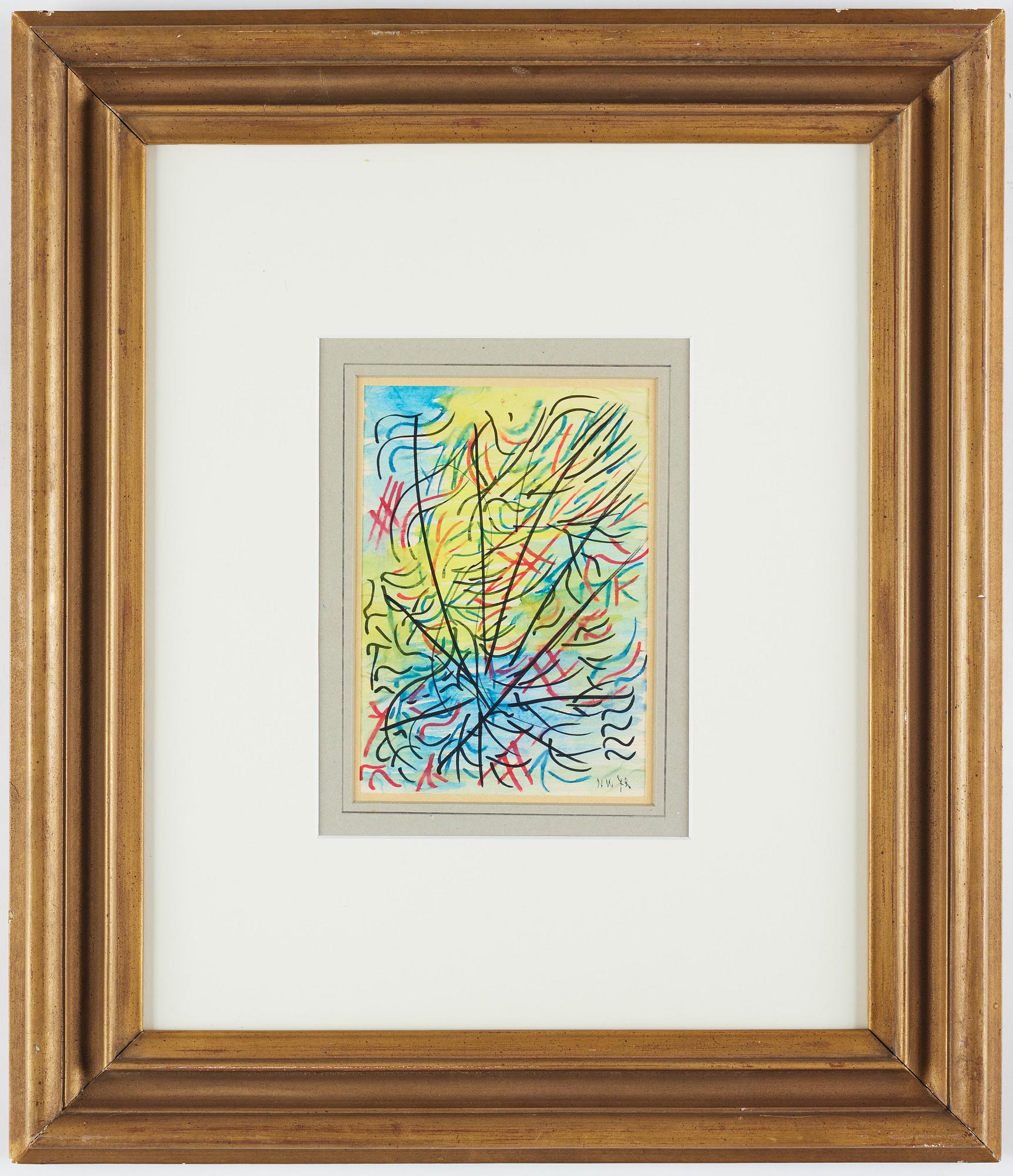 NELL WALDEN, mixed media on paper, signed and dated -72.