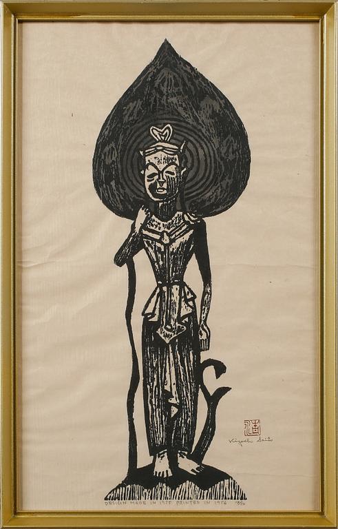 KIYOSHI SAITO, träsnitt, signerad, stämpelsignerad, numrerad 19/50 och daterad 1956.