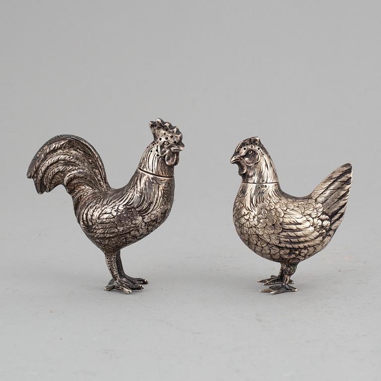 Two silver salt cellars, swedish import marks.