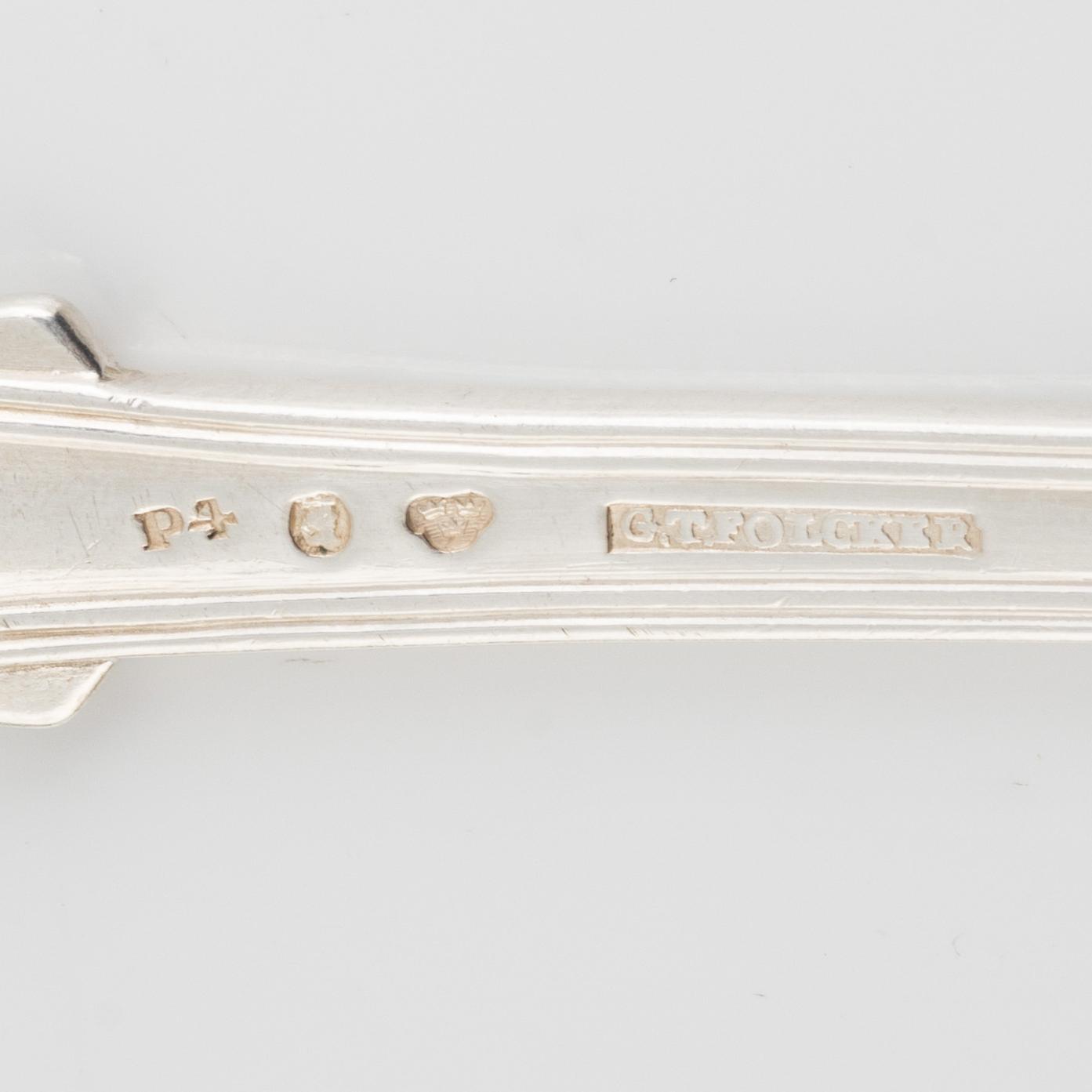 Spoons, 12 pcs, silver, Gustaf Theodor Folcker (1835-1877), Stockholm 1845-1846.