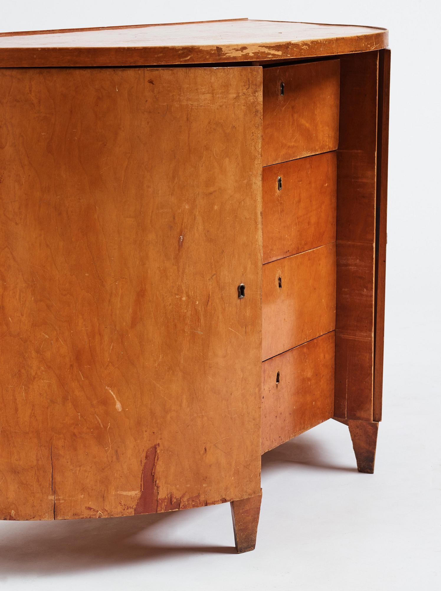 Gunnar Asplund, a Swedish Grace birch sideboard, 1910- 1920's.