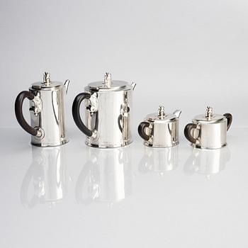 William Spratling, a four-piece silver tea- and coffee set, "Jaguar", mark of William Spratling Silver, Taxco Mexico circa 1956-60.