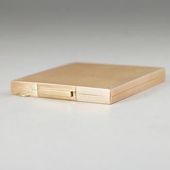 PUDERDOSA, 9 k guld. Vikt med spegel ca 82 gram.