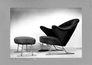 Børge Mogensen, a "model nr 160" easy chair and ottoman by Tage M Christensen & Co, Denmark 1950's.