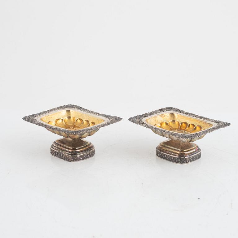 A Pair of 18th Century Silver Salt Cellars.