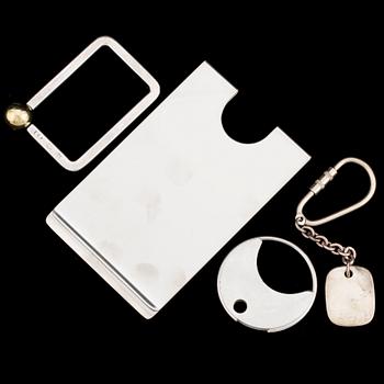 Three key ring and a credit card holder by GEORG JENSEN, late 20th century.