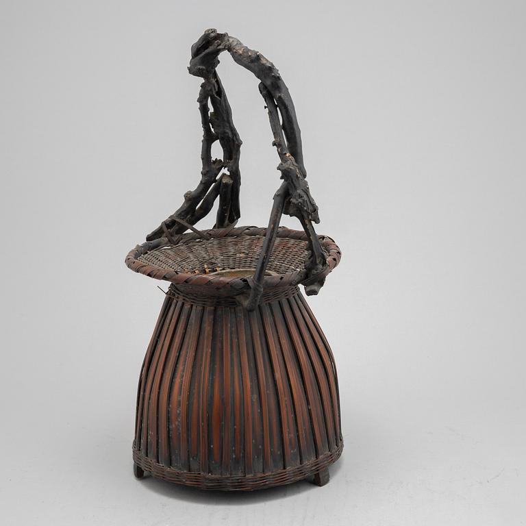 A Japanese Hanakago, 'Ikebana' bamboo basket for flower arrangement, first half of the 20th century.