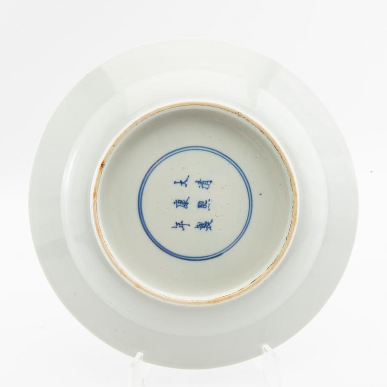 Plate China Kangxi style late 19th century porcelain.
