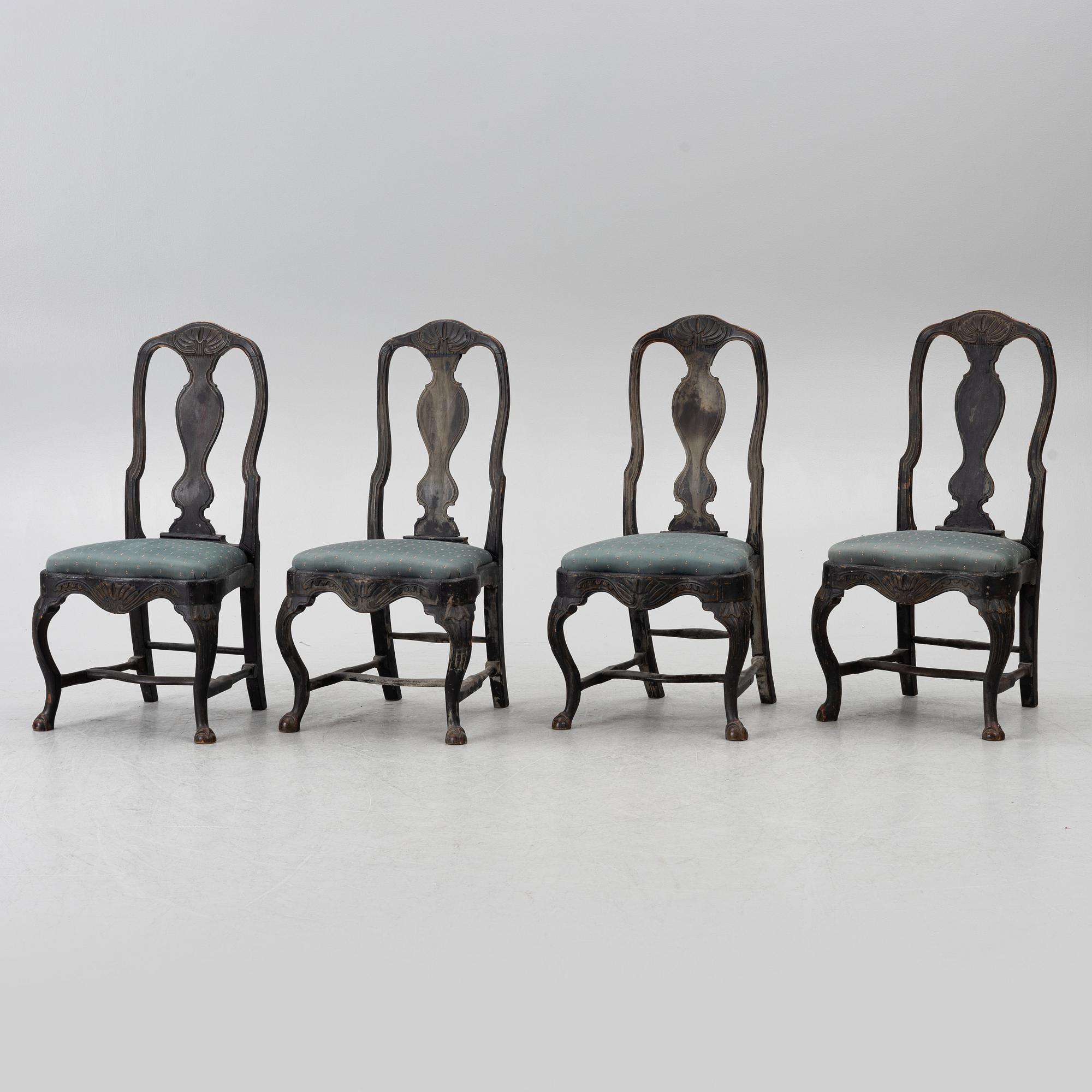 Four chairs, second half of the 18th century, Rococo.