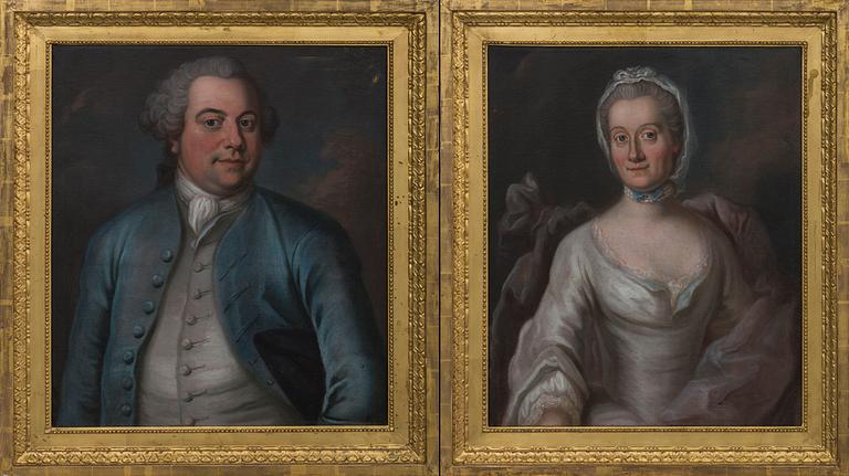 Unknown artist, portraits, a pair / couple, oil on canvas, 18th century latter part.