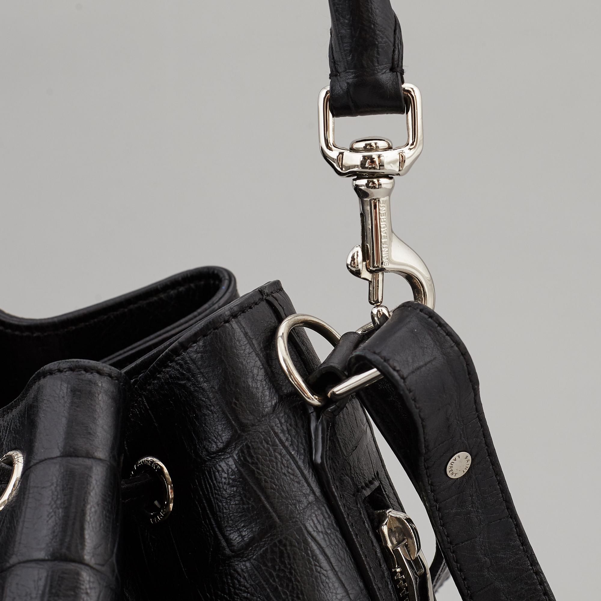 YVES SAINT LAURENT, a black leather 'Emmanuelle' bag.