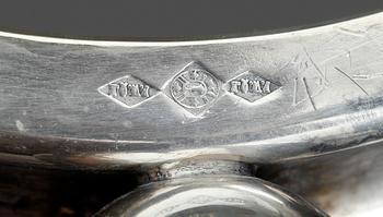 PUNSCHBÅL, försilvrad mässing samt glas, 1900-talets första hälft.