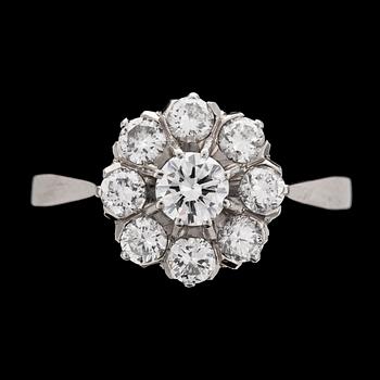 1101. A brilliant cut diamond ring, tot. app. 1 ct, Stockholm 1951.