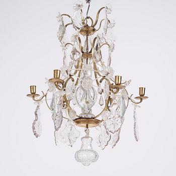 A Swedish Rococo six-light chandelier, 18th century.