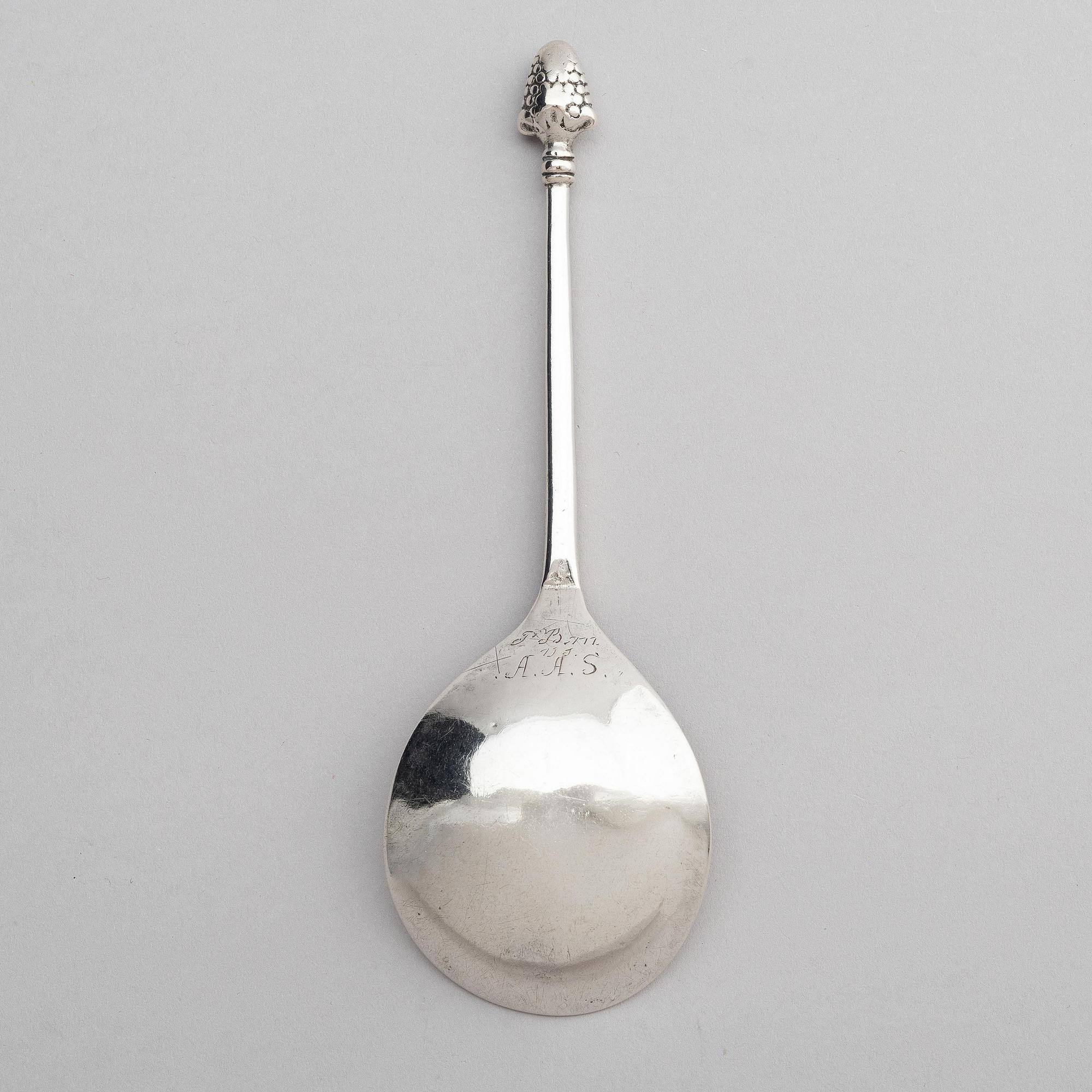An 17/18th century late Baroque silver spoon, unclear mark, Scandinavia.