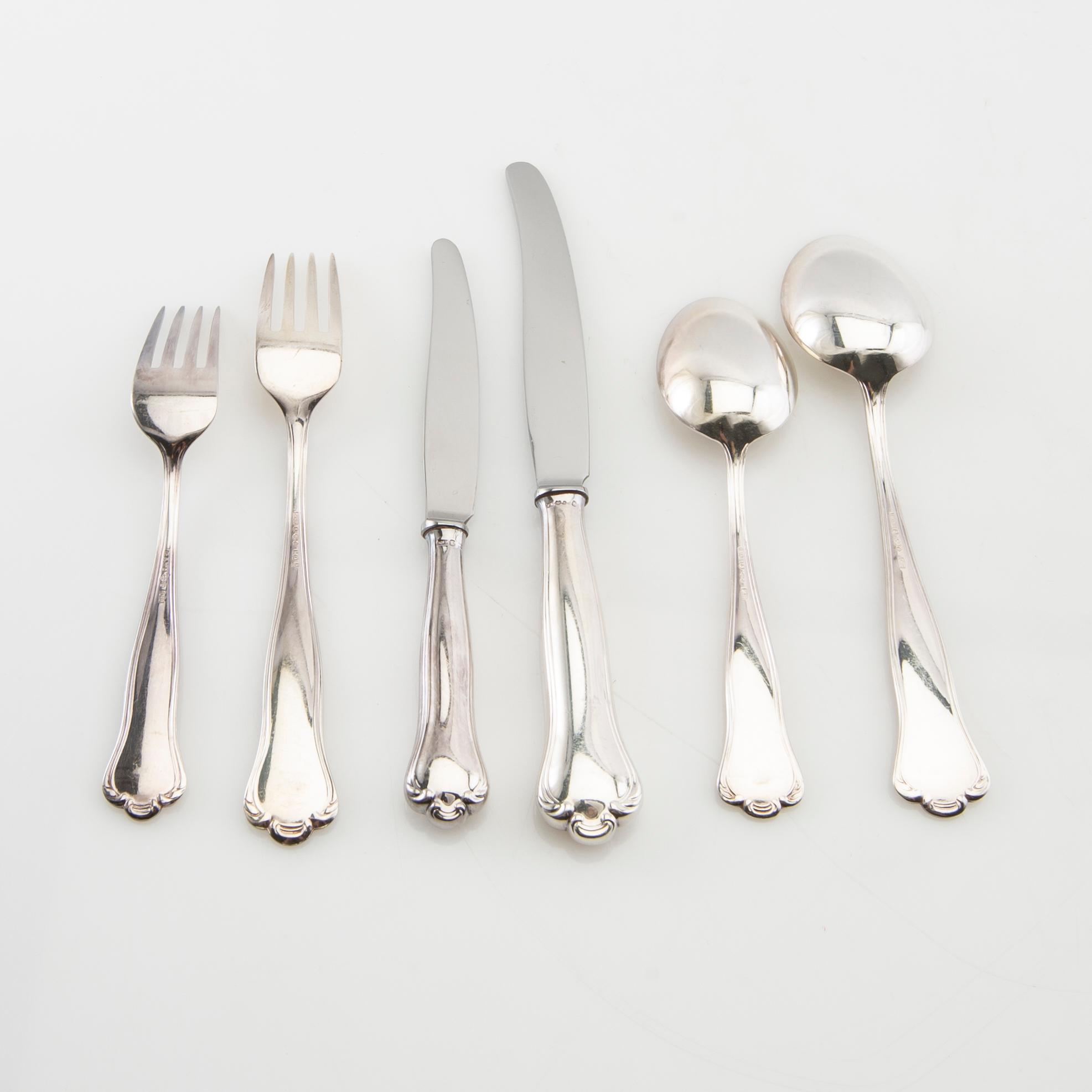 Cutlery 74 pcs "Kungsholm" silver, GAB Stockholm 1957-1966.