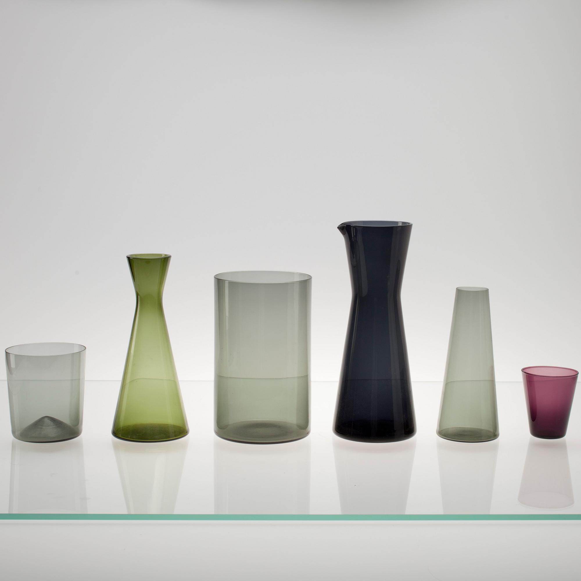 PARTI FÖREMÅL, 6 delar, glas, bl a Notsjö, 1900-talets mitt.