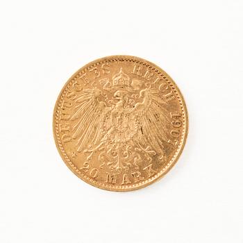 Goldcoin, Wilhelm II, Germany, 20 Mark, 1907.