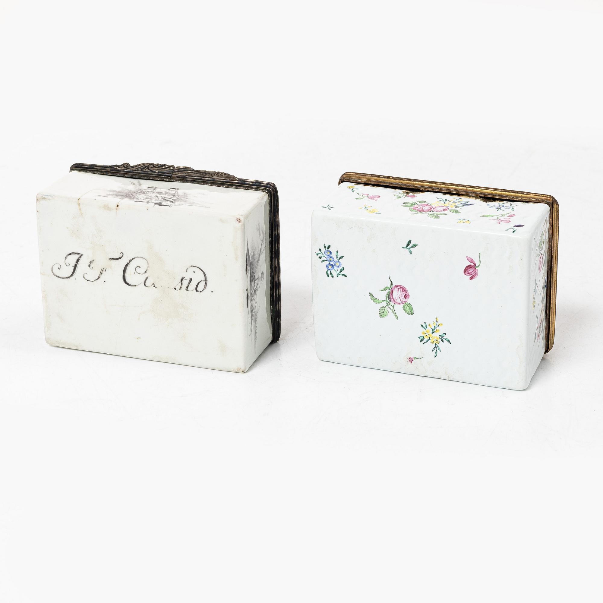 Two enamel boxes, 18th century.