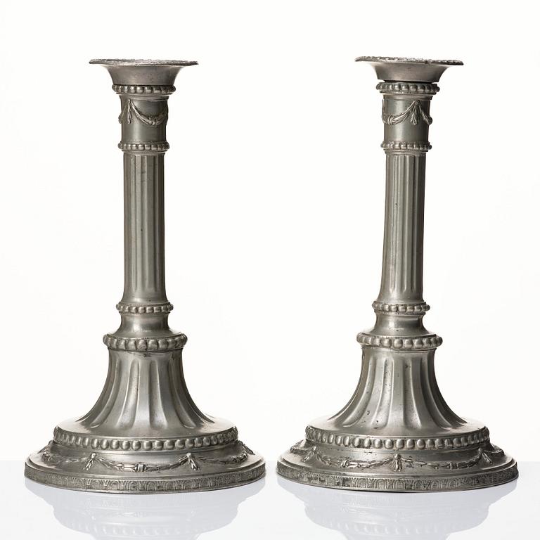 A pair of Gustavian candlesticks by J Sauer (master 1763-1802/04).