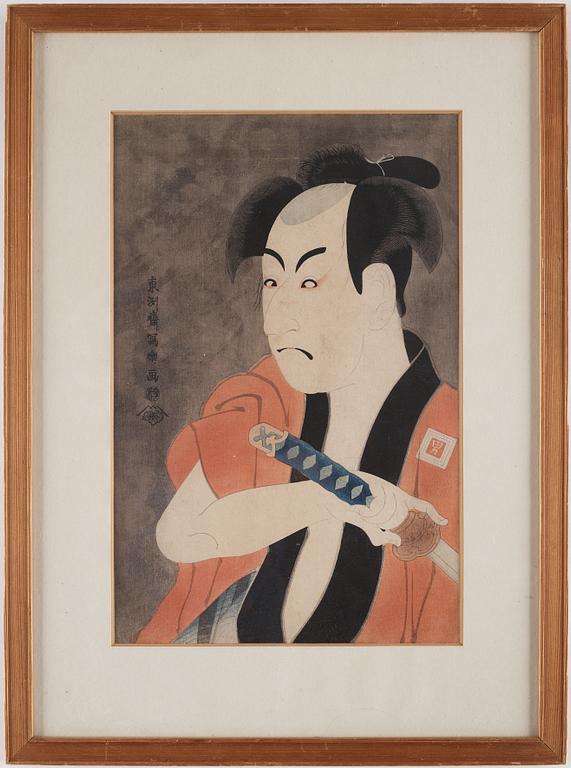 TOSHUSAI SHARAKU (act.c.1794), efter, färg träsnitt. Japan, 1900-tal.