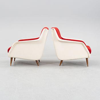 Gio Ponti, tillskrivna, fåtöljer, ett par, troligen utförda av Cassina, Italien 1950-60-tal.
