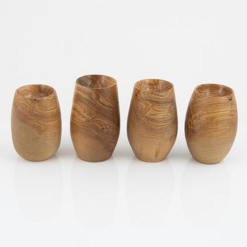 Magnus Ek, a set of four ash wood serving bowls for Oaxen Krog, 2020.