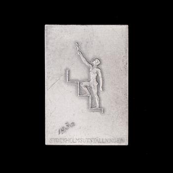 PLAKETT, silver, Stockholmsutställningen, 1930. Vikt ca 41,9g.