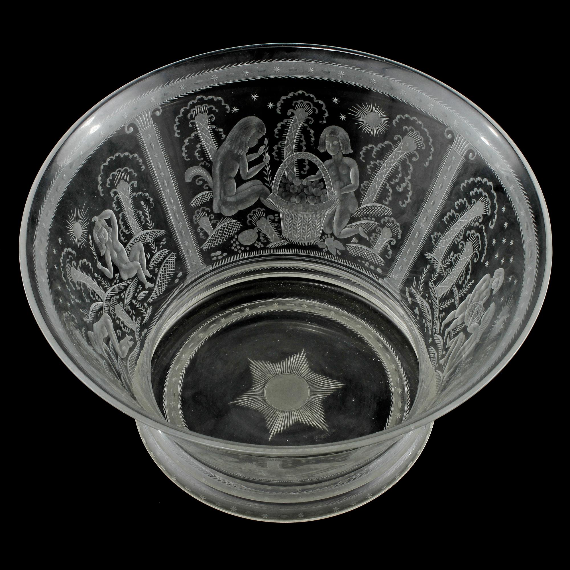 EDWARD HALD, skål, glas, Orrefors, signerad och daterad 1926.