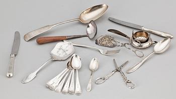PARTI BESTICK, 17 st, silver, bla Sverige och WA Bolin, 1871-1960-tal. Totalvikt ca 700 gram.
