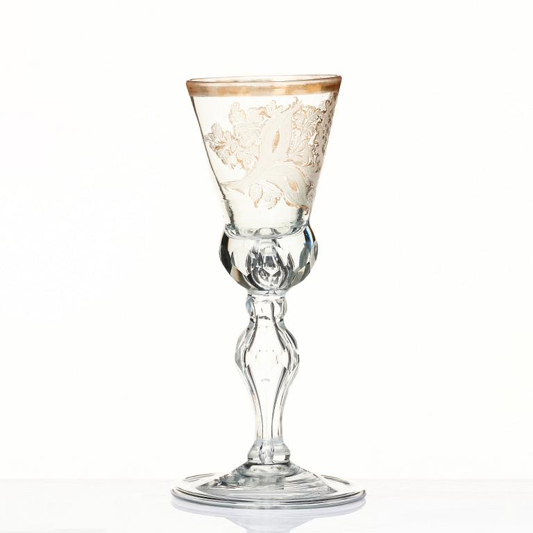 A Bohemian/Silesian engraved glass, 18th century.