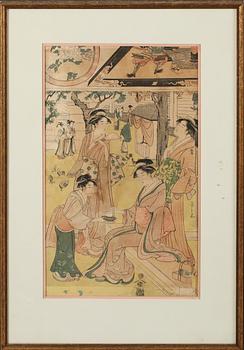 OKÄND KONSTNÄR, träsnitt, Japan, signerad, 1800-tal.