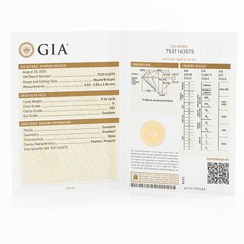 Örhängen 18K vitguld med briljantslipade diamanter, medföljande GIA dossier.