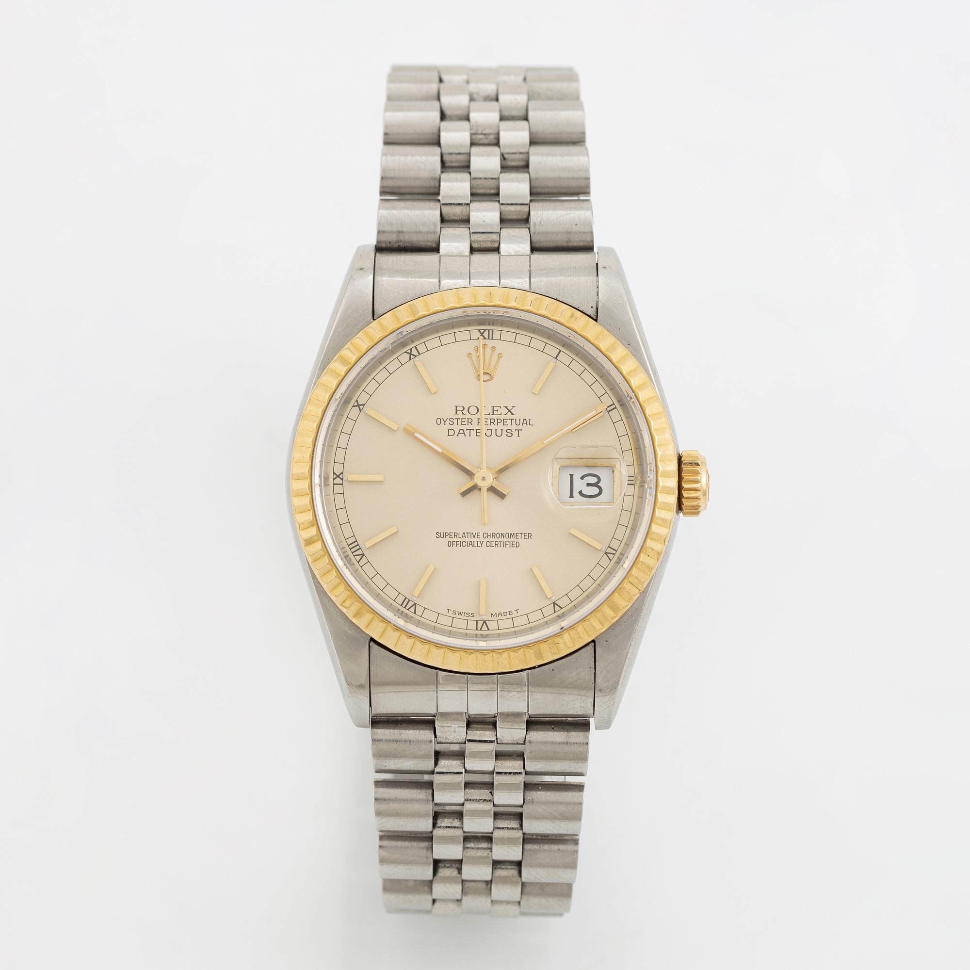 Rolex, Oyster Perpetual, Datejust, Chronometer, armbandsur, 36 mm,