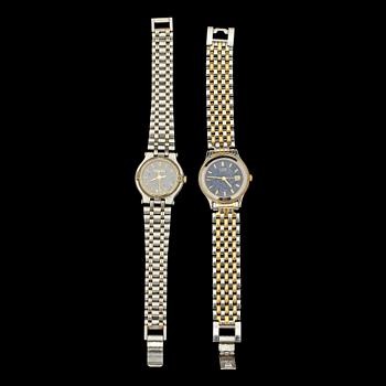 DAMARMBANDSUR, 2 st, Gucci samt Citizen, 1900-tal. Tot vikt 74 g.