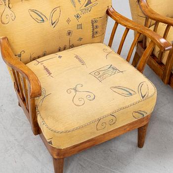 A pair of Swedish Modern armchairs, 1940's.