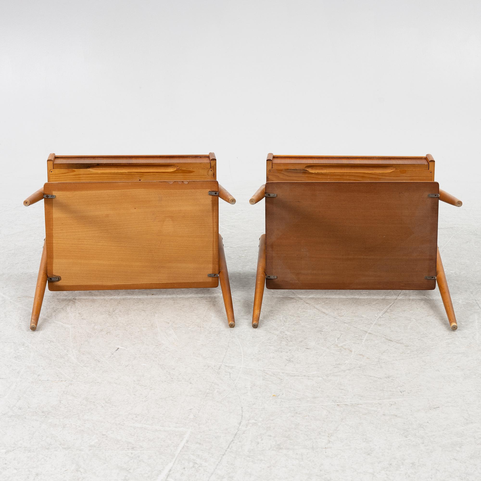 Nightstands, a pair, AB Carlströms & co Furniture Factory, mid-20th century.