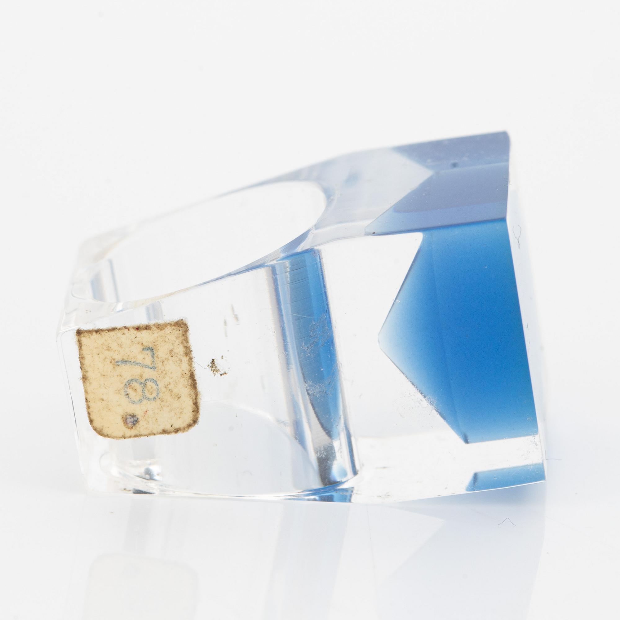 Siv Lagerström, three rings and cufflinks, acrylic plastic, 1970s.