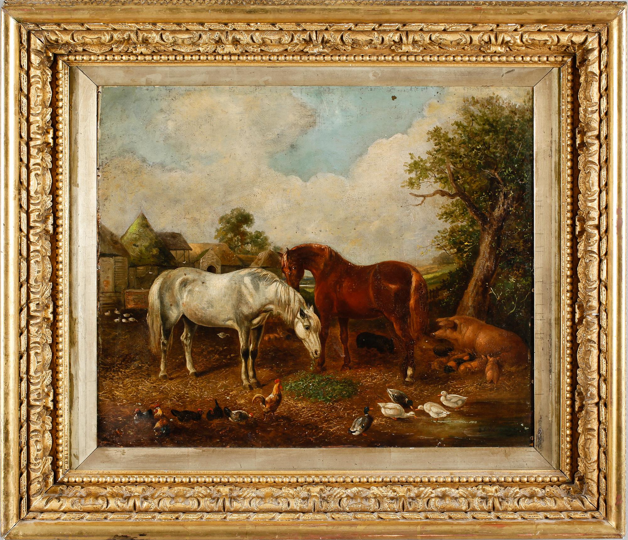 JOHN FREDERICK HERRING, SR, tillskriven, olja på duk, uppfodrad, signerad.