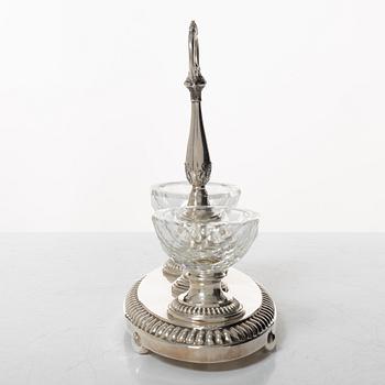 Table centerpiece, sterling silver and glass, late 20th century.