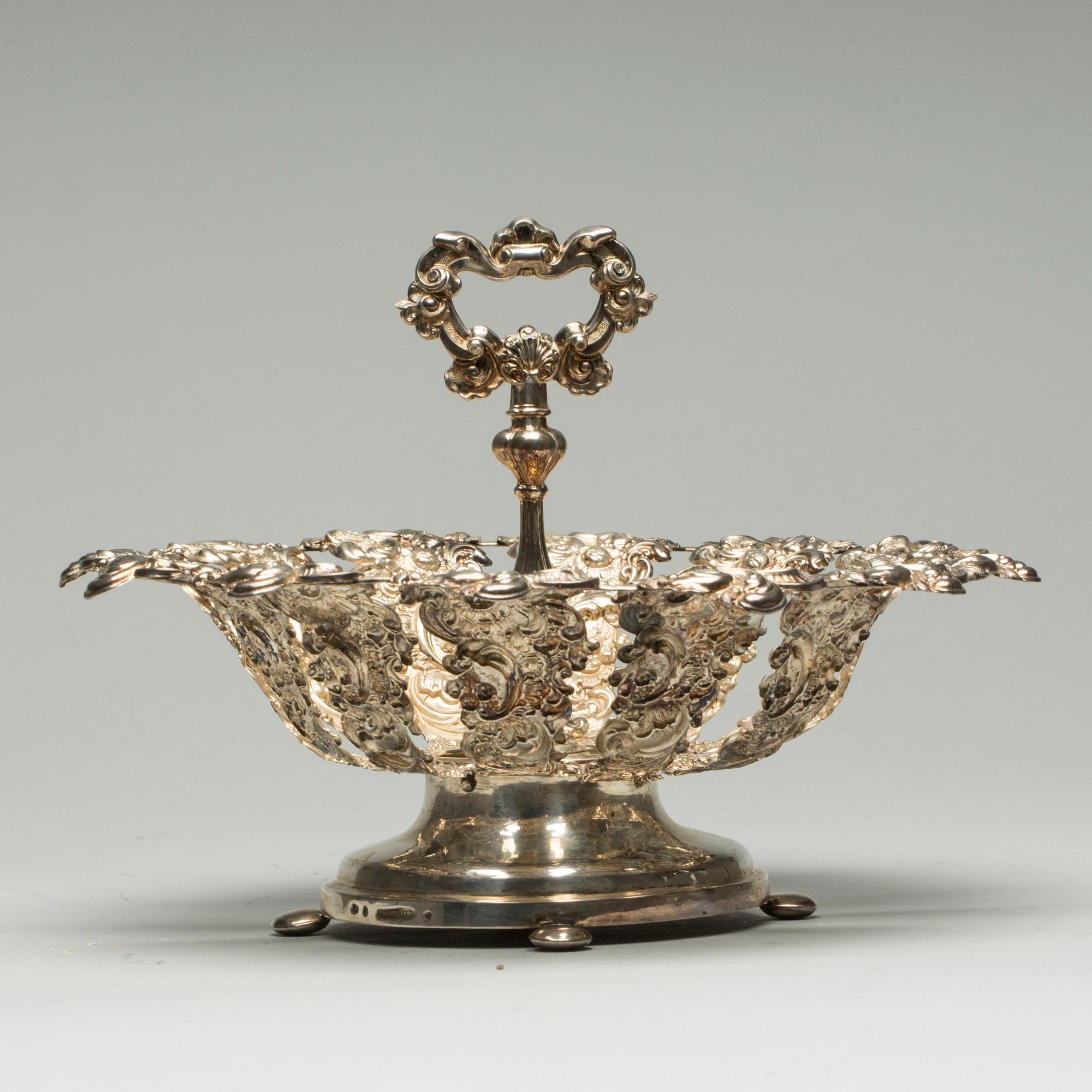 FRUKTSKÅL, silver, Gustaf Dahlgren, 1846. Ca 440 gram.