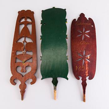 THREE FINNISH DISTAFFS, 19th century.