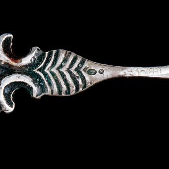 SALTKAR, silver och glas, utländska stämplar, omkring 1900-talets mitt.