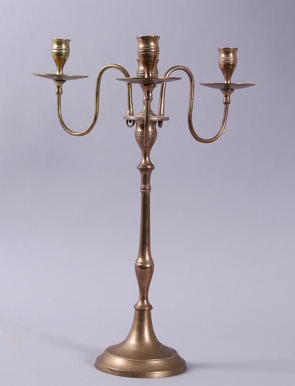 KANDELABER, mässing. 1800-tal.