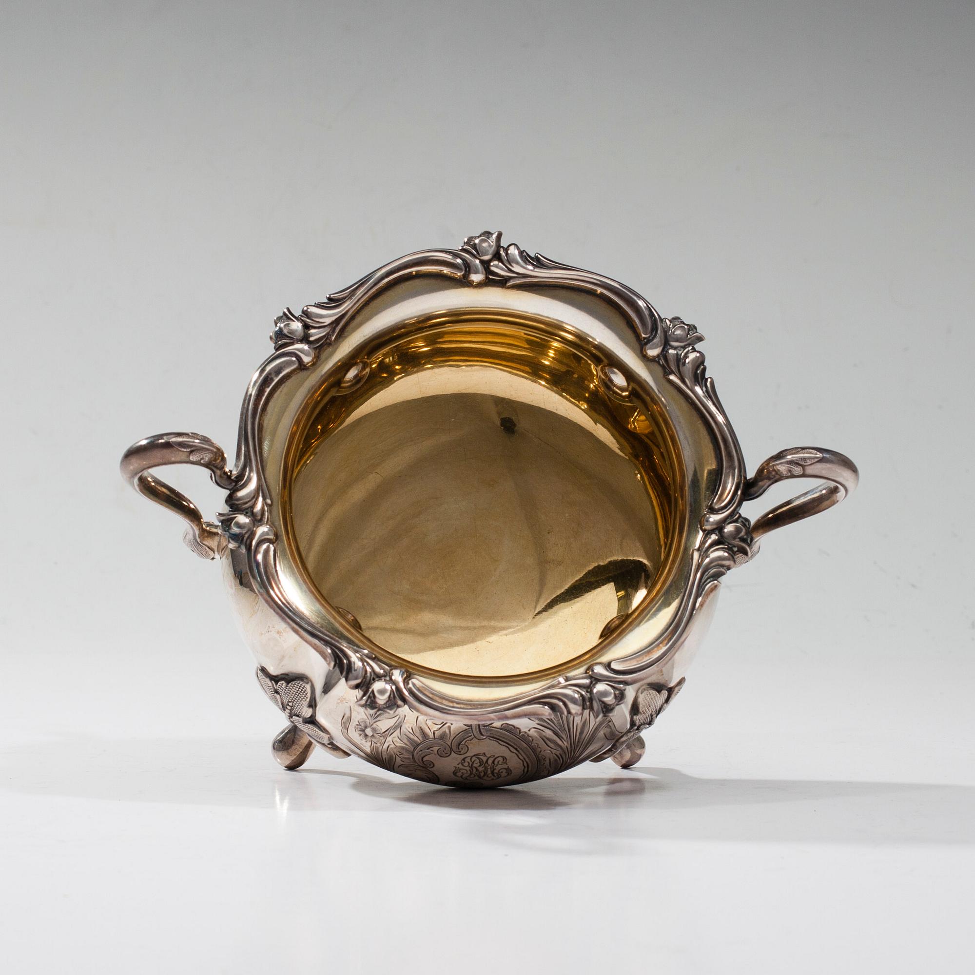 KAFFESERVIS, 3 delar, silver, Auran Kultasepät, Åbo 1915-1916. Tot. vikt ca 1290 g.